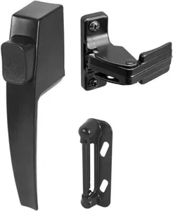 Push Button Screen Storm Door Latch Handle Set Night Lock Lever Metal Door Black - Picture 1 of 3
