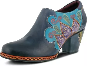 L’Artiste by Spring Step Women's Zami Leather Shootie Boots in Blue NEW - Picture 1 of 8