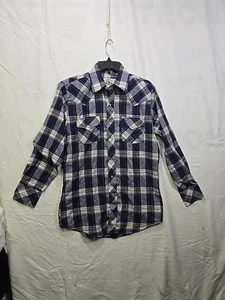 Camisa Occidental Azul Blanco A Cuadros Cheyenne Outfitters Perla A Presión Mediana Rancho - Imagen 1 de 5