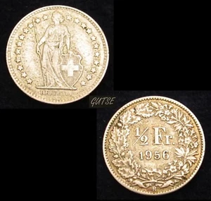 *GUTSE* SUIZA, 1/2 FRANC 1956, KM# 23, PLATA. - Imagen 1 de 1