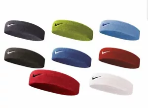 Nike Swoosh Headband Tennis Squash Badminton Gym Sweat Bands Blue Black   - Picture 1 of 19