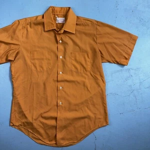 Vintage Montgomery Ward Shirt Men L 16 Orange Brent Work 60s Japan Short Sleeve - Picture 1 of 7