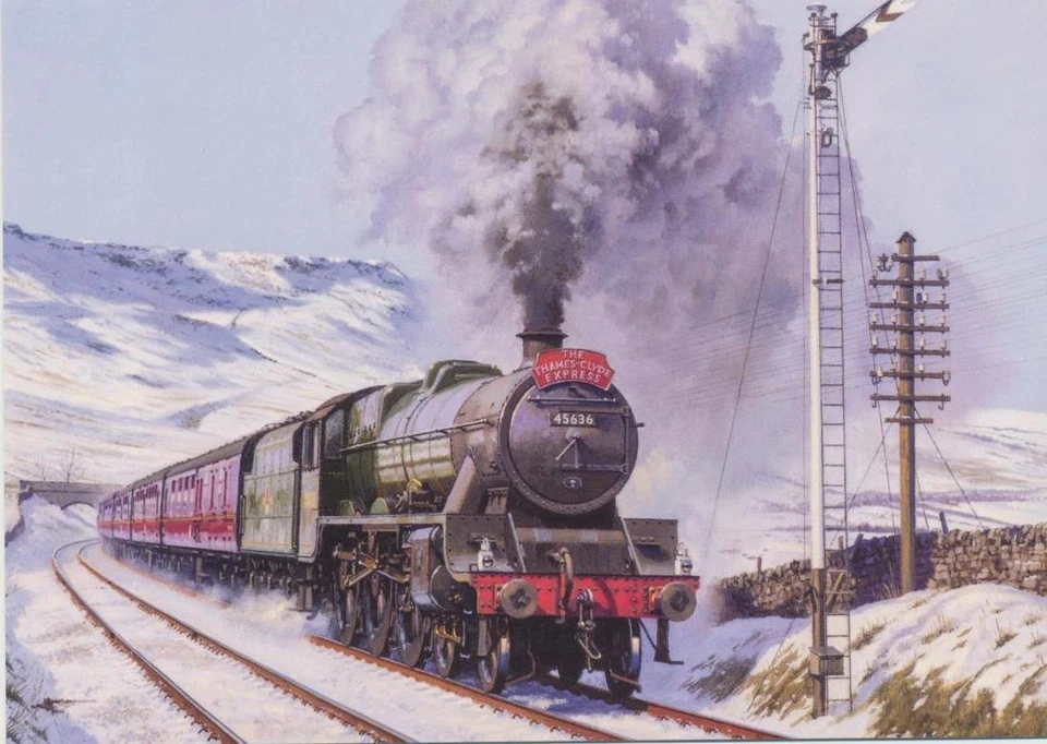 LMS BR Jubilee Railway Engine Loco Steam Train Christmas Xmas Card - Image 1 of 1