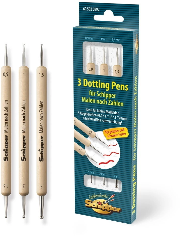 MNZ - 3 Dotting Pen's doppelseitig Für Schipper Malen nach Zahlen SET 605020892