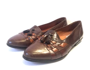 VINTAGE CARLO MORANDI Brown Leather Slip On Loafers w Tassels Men's Size US 8 - Picture 1 of 17