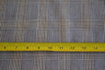 25" Long x 60"/Brown Black Cream Plaid Terylene/Worsted-Wool Blend/England,C2619 - Image 1 of 4