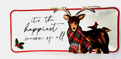 NUEVO Plato para servir de cerámica de reno Mud Pie Mini 9"x4” Foto 1 de 4