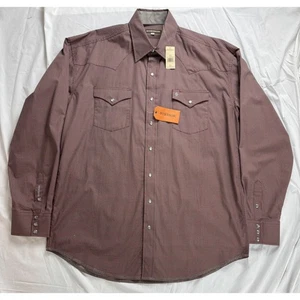 STETSON Men's XL Western Snap Front Shirt Geometric Print Long Sleeve Cotton - Picture 1 of 13