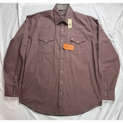 STETSON Men's XL Western Snap Front Shirt Geometric Print Long Sleeve Cotton - Image 1 of 4