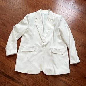 Primark White Oversized Work Blazer Size Large - Picture 1 of 4