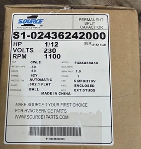 LUXAIRE S1-02436242000 CONDENSER FAN MOTOR NEW 1/12 HP 230 RPM 1100 RPM 42Y FR - Picture 1 of 5