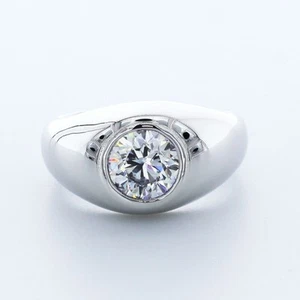 Anillo clásico de platino certificado diamante extraído tierra corte redondo E/SI1 1,92 quilates E/SI1 para hombre - Imagen 1 de 8