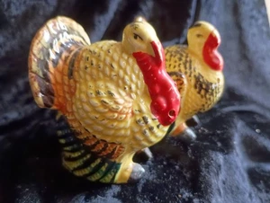Vintage Turkey Tom & Hen Salt & Pepper Shakers Hand Painted Made In Japan - Imagen 1 de 6