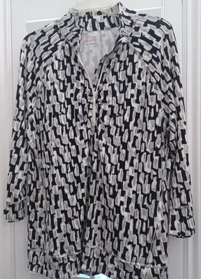Top Pullover Talbots Negro Blanco 1/4 Cremallera con Bolsillos Grandes Foto 1 de 3