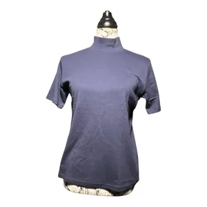 Jennifer Moore Women's Short Sleeve High Neck Taupe Silk Sweater Top Size Large - Picture 1 of 10