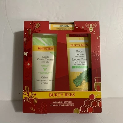 Estación de hidratación Burt's Bees conjunto de caja de regalo crema limpiador loción corporal bálsamo labial Foto 1 de 4