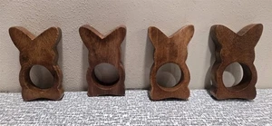 4er Set Osterhase Hasenform HOLZ SERVIETTENRINGE Pier 1 Import - Bild 1 von 9