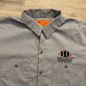 Dickies Hellbilly Country Gray Button Down Shirt Size Large Hank Williams III - Picture 1 of 17