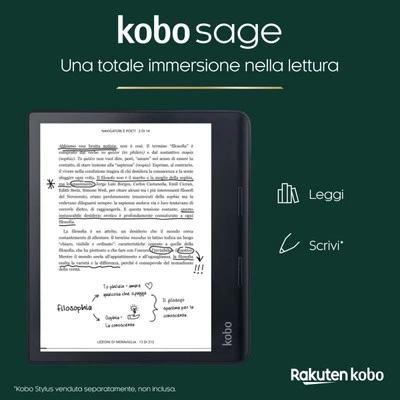 Rakuten Kobo Sage lettore e-book Touch screen 32 GB Wi-Fi Nero - Immagine 1 di 4