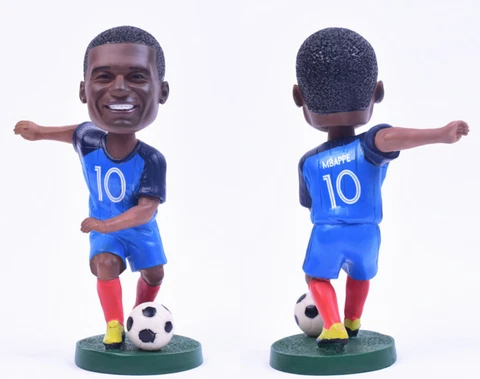 Top Quality Resin Soccer Star French Kylian Mbappé Bobblehead Figure Height 18CM Cover