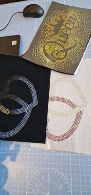 Hotfix rhinestone transfer motif UK bling 2 hearts interlocking ss10  - Image 1 of 4