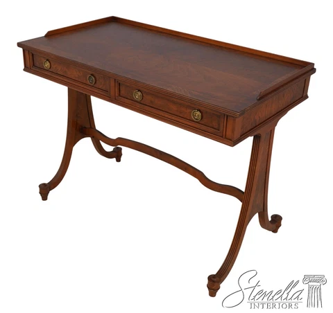 60412EC: BAKER Regency Style 2 Drawer Walnut Writing Desk Cover