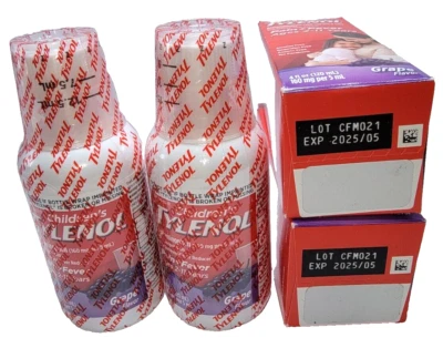 2 peças Tylenol remédio infantil para tosse fria corrimento nasal, uva, 4 floz EXP 02/2025+ - Imagem 1 de 3