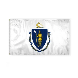 AGAS Massachusetts MA State Flag Single Sided Reverse Printed 200D Nylon Banner - Picture 1 of 35