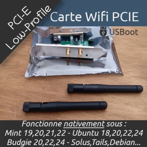 CARTE WIFI PCI-E PCI-EXPRESS LOW-PROFILE COMPATIBLE LINUX 300MBPS POUR PC BUREAU - Photo 1/9