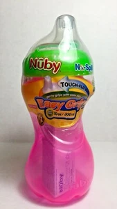 Nuby No Spill Easy Grip Cup Step 2 Pink 10 ounces Touch Flo Valve New Sealed  - Picture 1 of 5