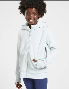 Athleta Girls Crazy Cozy Fleece Full Zip Jacket Blue Sz 16 - Picture 1 of 6