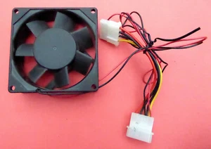 SUNON 80 X 25MM BLACK FAN - MD1208PTS3 - 2 PIN CABLE WITH MOLEX CONNECTOR - USED - Picture 1 of 2
