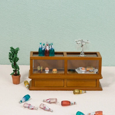 KEEPGO-FTY Dollhouse 1:12 Scale Display Cabinet Cupboard Wooden Shop Furniture Miniature