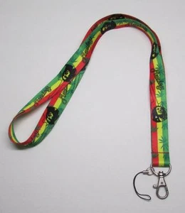 BOB MARLEY Hoja de Marihuana LLAVERO CORDÓN Anillo Llavero Soporte Identificación NUEVO - Imagen 1 de 3