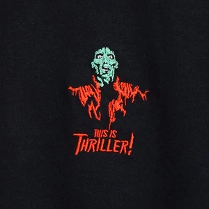 Michael Jackson Thriller Embroidered Black Tee T-shirt by Actual Fact - Picture 1 of 3