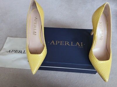 Aperlai Bomba Cuero Color Amarillo Talla 38 Hecho en Italia Envío Gratis Foto 1 de 4