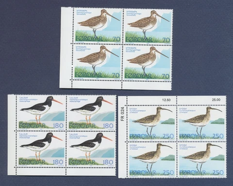 FAROE ISLANDS - Scott 28-31 blocks (selvage varies) - MNH - birds Cover