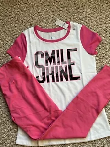 New Justice Girls Pink Outfit Top Size 12 &Leggings Size 12-14 - Picture 1 of 8