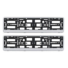 2x NEW SILVER NUMBER PLATE SURROUNDS HOLDER FRAME FOR ANY VW VOLKSWAGEN CARS VAN