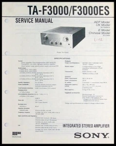 Sony TA-F3000 TA-F3000ES AMPL Original Printed Service Manual Complete Diagrams - Picture 1 of 2