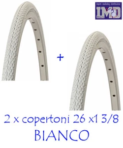 2 COPERTONI DA BICICLETTA 26 x1 3/8 COLORE BIANCO VINTAGE PER BICI OLANDA 26 - Foto 1 di 1