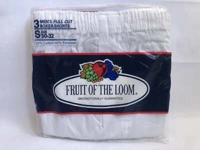 vintage fruit of the loom men’s full cut boxer shorts 3-pack underwear 1994 NOS - Image 1 of 3