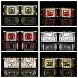 Herren Luxus Glitzer Kristall Strass Manschettenknöpfe Hochzeit Hemd Box Manschettenknopf  - Bild 1 von 8