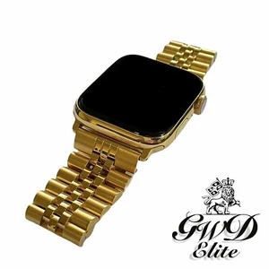 24K Gold Plated 41MM Apple Watch SERIES 8 Stainless Steel 2 Tone Band GPS LTE O2 - Picture 1 of 3