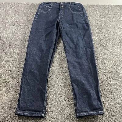 Vintage 90s Guess Jeans Dark Blue Tapered Leg Pencil Pocket Denim Size 32x33 - Image 1 of 4