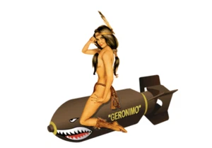 6" military nose art pin up geronimo bumper sticker decal usa made - Picture 1 of 1