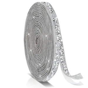 SparkleGlam Rhinestone Ribbon Roll - 5 Yards of Self Adhesive Sliver Rhinestone - Picture 1 of 6