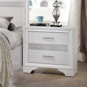 Coaster Miranda 2-Drawer Wood Nightstand with Hidden Jewelry Tray in White - Picture 1 of 13