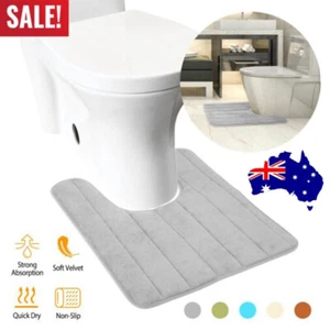 U Shaped Bathroom Contour Rug Non Slip Toilet Bath Mat Absorbent Thick Soft Rug - Picture 1 of 19