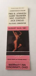 Streichholz Cover Streichholz Girly Girlie RMS Convention 1981 Cincinnati OH - Bild 1 von 3